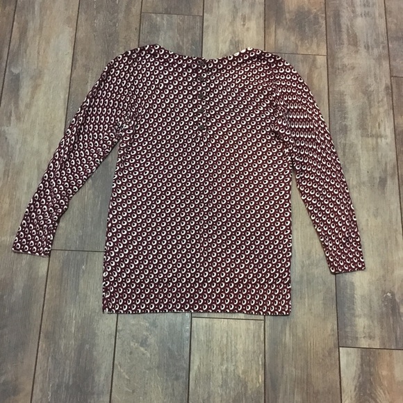 LOFT burgundy print button back sweater XS - Picture 5 of 5
